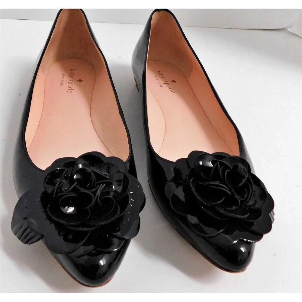 Kate Spade Ellie Black Patent Ballet‎ Flats 7.5 M
